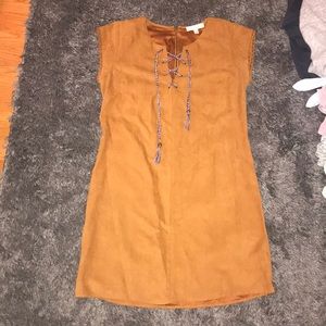 Suede cap sleeve dress